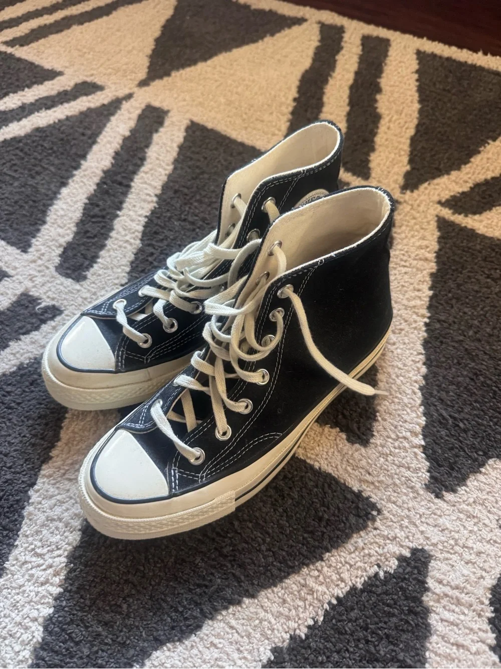 Black High-Top Converse with off white Accents